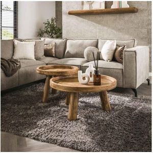 Salontafel set/2 tripod - Massief mango zandkleur