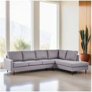 By-Olaf Hoekbank Malmo rechts Grijs – 3-zits hoekbank - stof Malmo 90 - metalen poten – 268x189 cm