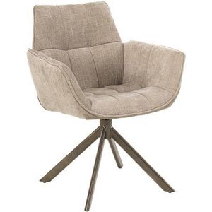 Monaco - Eetkamerstoel - Milan Beige - Draaibaar Onderstel - Anodic Brown