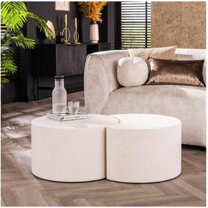 Salontafel Carrara - Set van 2 Rond - Wit - Marmer Composiet
