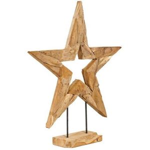 Sens-Line - Decoratie Ster met Standaard - Teakhoutx12x88cm