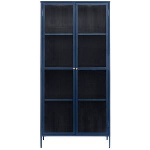 Giga Living - Bronco - Vitrinekast - Blauw - Metaal - 4 Planken - 90cm