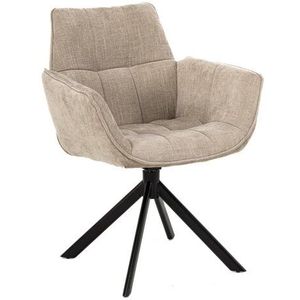 Eetkamerstoel Monaco poot Venus draaibaar zwart - Milan beige 170