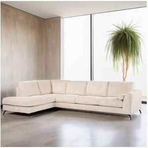 Hoekbank Lancaster Links By-Olaf – Ribstof Lincoln Beige – 5-zits met hoek links – 325 x 213 cm