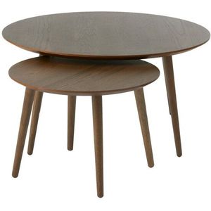 House Nordic - Salontafel - Rond - Donkerbruin - Eikenhout - Set van 2