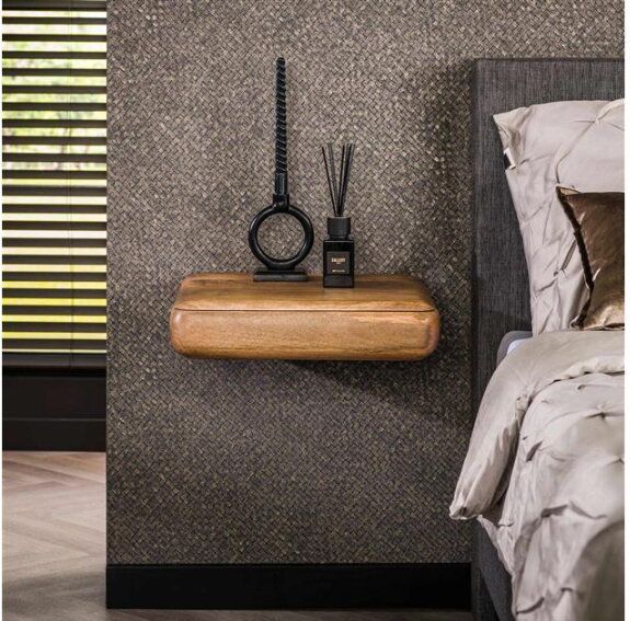 Sleek - Nachtkastje - Zandkleur - Mangohout - Ruimtebesparend Design