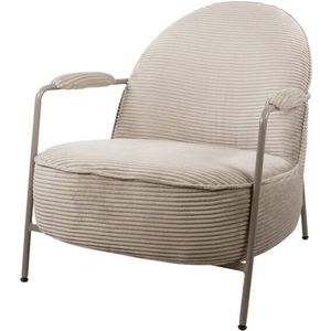 Elton - Loungefauteuil - Sand - Ribstof - Met Armleuning - Vintage Retro Design