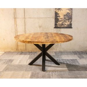 Ronde mango eettafel naturel 'Spider' 130 cm (diameter)