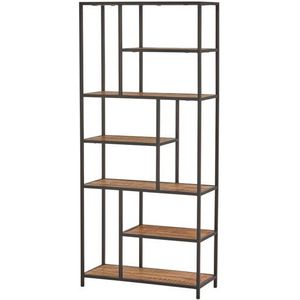 Vakkenkast - Cuba - 85 cm - Mangohout - Metalen Frame - Zwart