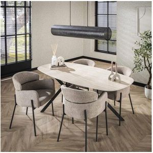 Eettafel travertin keramiek deens ovaal 180x90 cm - Beige