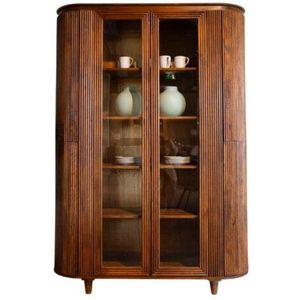 Vitrinekast Tide 6 Deurs mangohout 140x45x200 - Bruin