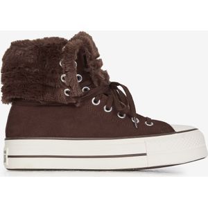 Converse - Chuck Taylor All Star Fold-Over Lift Platform XHi Faux Fur - Sneakers - Totally Fudged