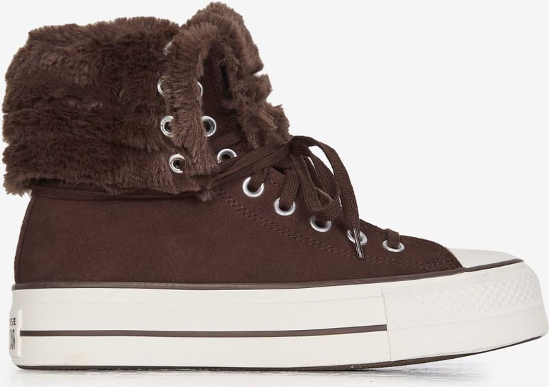 Converse - Chuck Taylor All Star Fold-Over Lift Platform XHi Faux Fur - Sneakers - Totally Fudged
