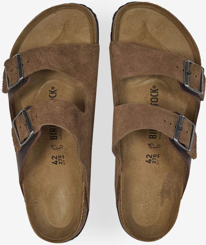 Birkenstock - Arizona Leather Mix - Slippers - Bruin