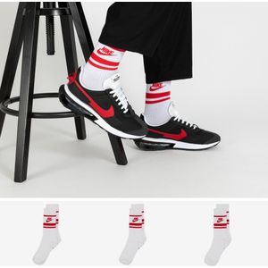 Nike Sokken X3 Crew Stripe - Kinderen  Wit/rood  Unisex
