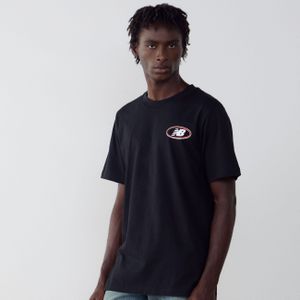 New Balance Tee Shirt Oval Logo  Zwart/wit  Heren