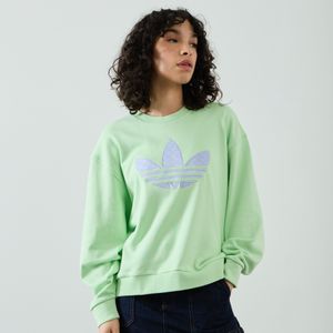 adidas  Sweat Crew Centered Trefoil Oversize Groen/paars Dames