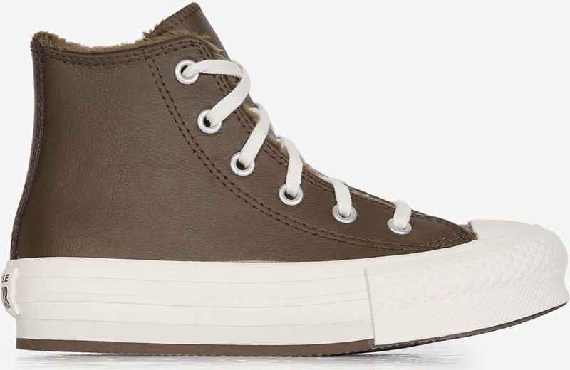 Converse - Chuck Taylor All Star Lift Hi Cozy - Sneakers - Bruin/wit - Kinderen