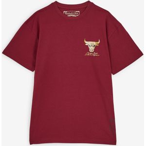 Mitchell & Ness Bulls Shiny Emb Logo T-shirt  Rouge/or  Heren