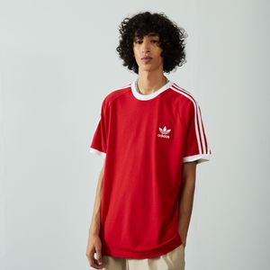 adidas  Tee Shirt 3 Stripes Rood/wit Heren