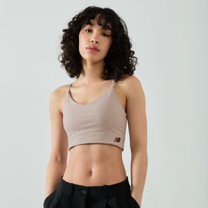 New Balance Top Crop Bra Small Logo  Grijs  Dames