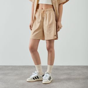 adidas  Short 3 Stripe Monogram Satin Beige/bruin Dames