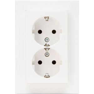 Kopp Athenis wandcontactdoos RA dubbel inbouw Glanzend wit