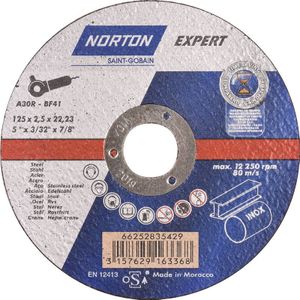 Norton Expert doorslijpschijf staal/inox 125x2,5x22,23mm