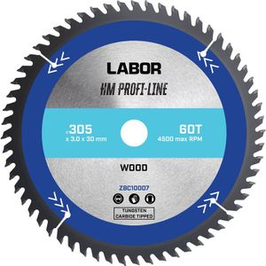 Labor HM cirkelzaagblad hout 305x30x3mm 60T