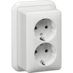 Gira - Wandcontactdoos 478011 - Dubbel - Wit - Kunststof - Opbouw