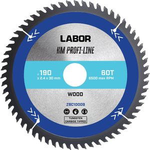 Labor HM cirkelzaagblad hout 190x30x2,4mm 60T