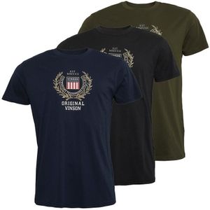 Vinson Herren Jonas Drei-Pack T-Shirts Tap Schuh / Dunkel Saphir / Wald Nacht