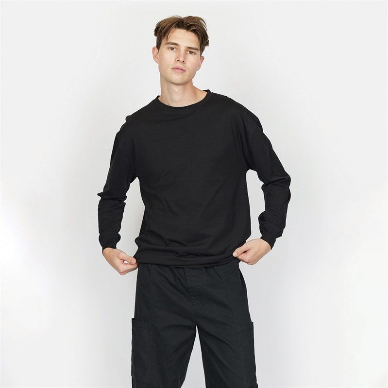 Denim Project Herren Panda Oversized Langarm T Shirt 001 Schwarz