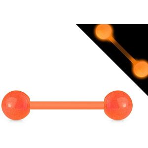 Piercing flexibele staaf glow in the dark oranje
