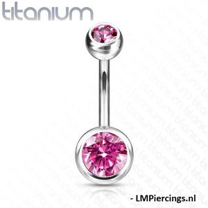 Piercing titanium steen roze groot