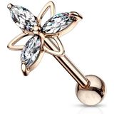 Piercing 3 Marquise CZ Double Triangle Flower Top rose gold plated