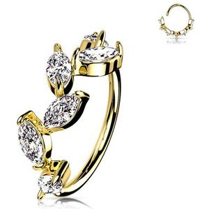 Buigbare ring 6 Marquise CZ Vine gold plated 0.8X8