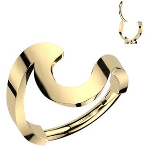 Piercing PVD clicker swish wave 1.2x8 gold plated