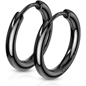 Oorbellen hanger ring 12 mm zwart