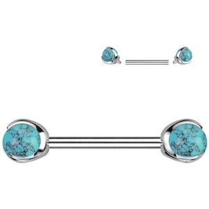 piercing natuursteen met claw Turquoise 1.6x14