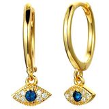 Oorring hanger blue eye - goud