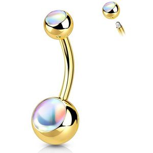 Piercing gold plated Iridescent steen top wit