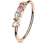 Piercing CZ hartjes top rose gold plated