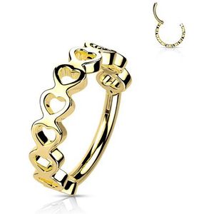 High Quality clicker Side Facing Hearts 1.2x8mm gold plated