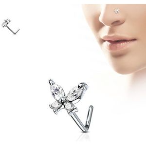 Neuspiercing vlinder sierlijk wit