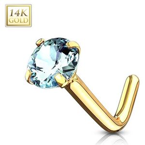 14K Aqua kristal Prong Setting Nosestud