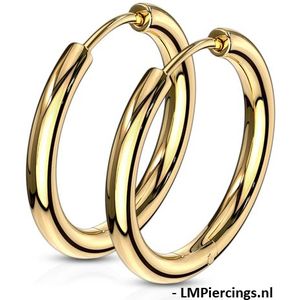 Oorbellen hanger ring 20 mm gold plated