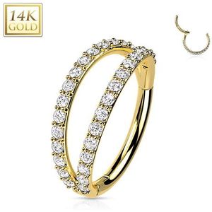 Piercing 14kt ring Separating Double Lined CZ 1.2x10