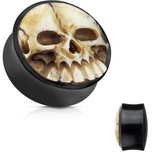 Double Flared 3D Hand Carved Bone Skull 19 mm