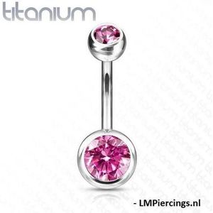 Piercing titanium steen roze klein